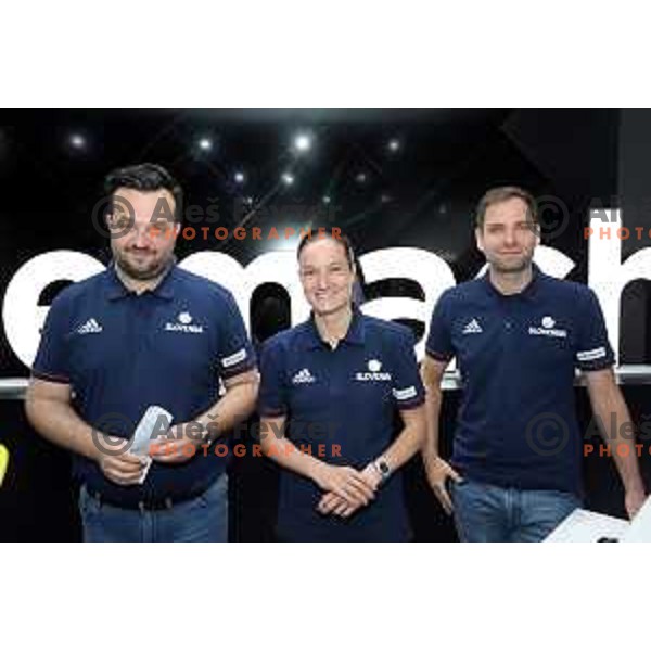 Damir Grgic, Nika Baric and Matej Likar of Slovenia Basketball team during press conference KZS in Ljubljana on May 14, 2019