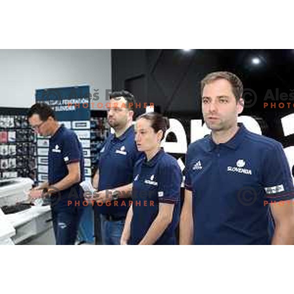 Damir Grgic, Nika Baric and Matej Likar of Slovenia Basketball team during press conference KZS in Ljubljana on May 14, 2019