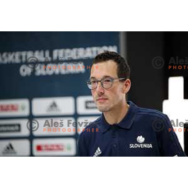 Grega Brezovec of Slovenia Basketball team during press conference KZS in Ljubljana on May 14, 2019