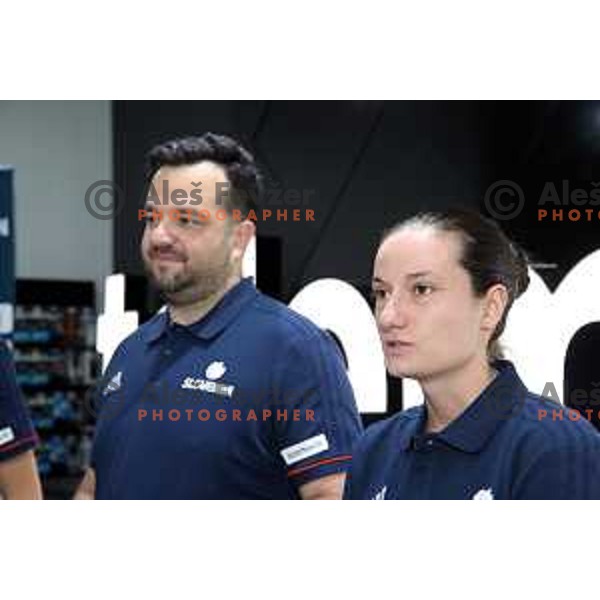 Damir Grgic and Nika Baric of Slovenia Basketball team during press conference KZS in Ljubljana on May 14, 2019