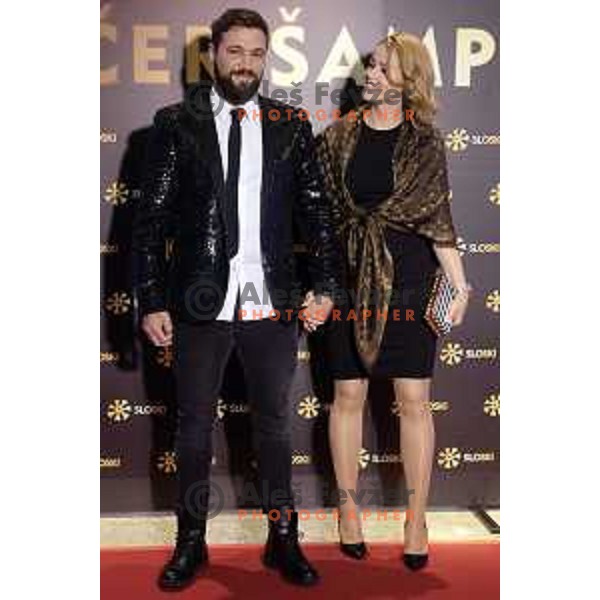 Filip Flisar and his wife during Night of the Champions in hotel Union, Ljubljana, Slovenia on May 16, 2019