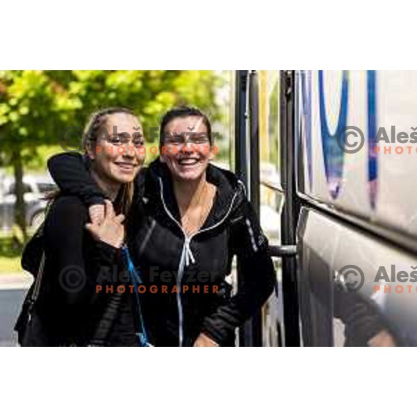 Annamaria Prezelj and Aleksandra Kroselj at Meeting of Slovenia Women\'S basketball team before Eurobasket 2019 in Ljubljana, Slovenia on May 17, 2019