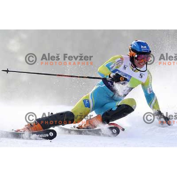 Matic Skube skiing in first run of Europa Cup slalom in Kranjska gora, Slovenia 15.2.2008 
