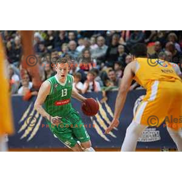 Miha Lapornik in action during first game in The Final of Nova KBM League basketball match between Sixt Primorska and Petrol Olimpija in Bonifika Arena,Koper, Slovenia on May 18, 2019