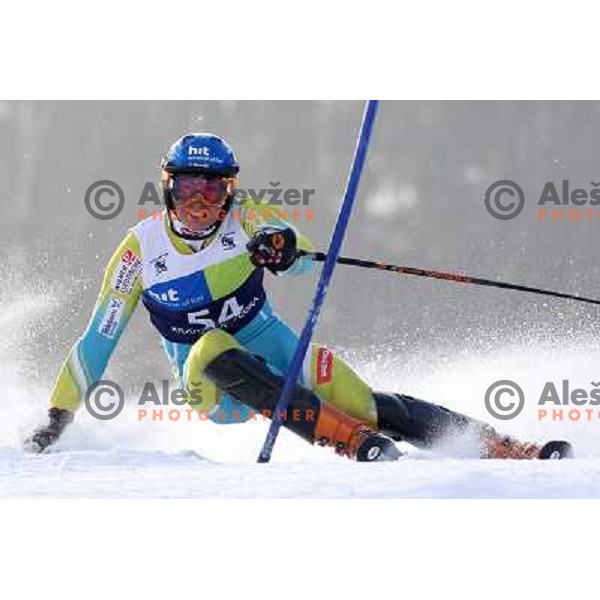 Matic Skube skiing in first run of Europa Cup slalom in Kranjska gora, Slovenia 15.2.2008 
