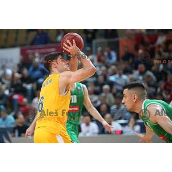 Marjan Cakarun in action during first game of there Final of Nova KBM League basketball match between Sixt Primorska and Petrol Olimpija in Bonifika Arena,Koper, Slovenia on May 18, 2019