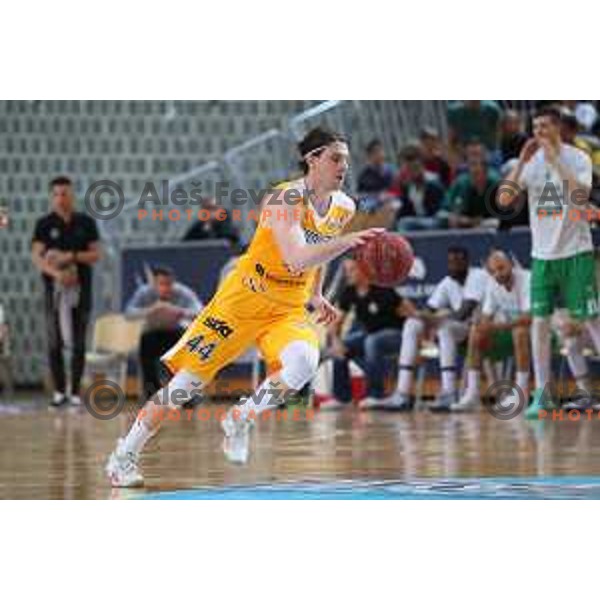 Luka Voncina in action during first game of the Final of Nova KBM League basketball match between Sixt Primorska and Petrol Olimpija in Bonifika Arena,Koper, Slovenia on May 18, 2019