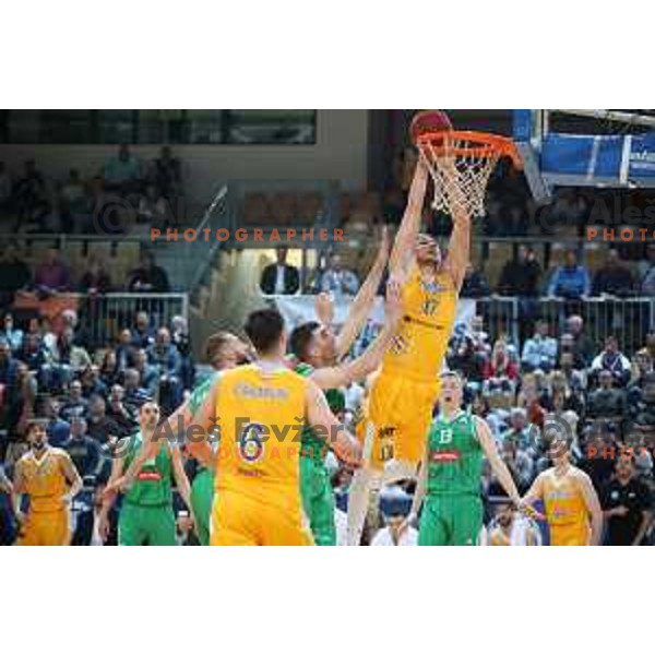 Ivan Marinkovic in action during first game of there Final of Nova KBM League basketball match between Sixt Primorska and Petrol Olimpija in Bonifika Arena,Koper, Slovenia on May 18, 2019