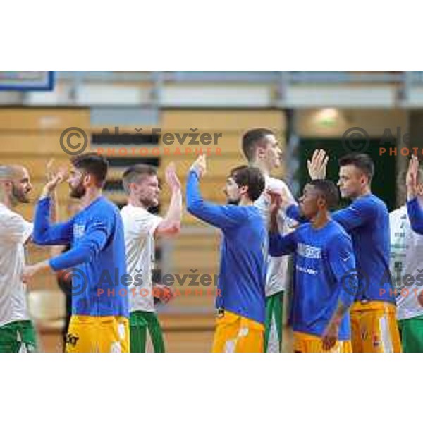 in action during first game in The Final of Nova KBM League basketball match between Sixt Primorska and Petrol Olimpija in Bonifika Arena,Koper, Slovenia on May 18, 2019