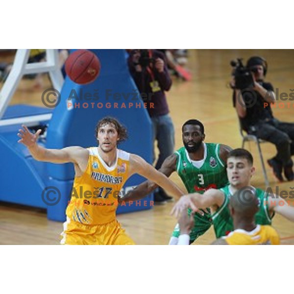 Ivan Marinkovic in action during first game of the Final of Nova KBM League basketball match between Sixt Primorska and Petrol Olimpija in Bonifika Arena,Koper, Slovenia on May 18, 2019