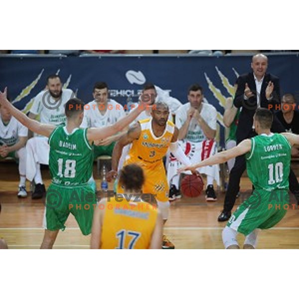 Lance Harris in action during first game of the Final of Nova KBM League basketball match between Sixt Primorska and Petrol Olimpija in Bonifika Arena,Koper, Slovenia on May 18, 2019