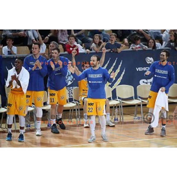 action during first game of the Final of Nova KBM League basketball match between Sixt Primorska and Petrol Olimpija in Bonifika Arena,Koper, Slovenia on May 18, 2019