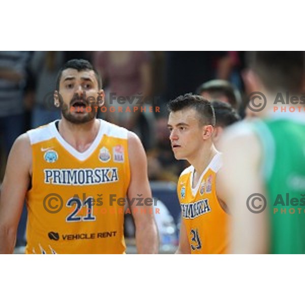 Zan Mark Sisko during first game of the Final of Nova KBM League basketball match between Sixt Primorska and Petrol Olimpija in Bonifika Arena,Koper, Slovenia on May 18, 2019