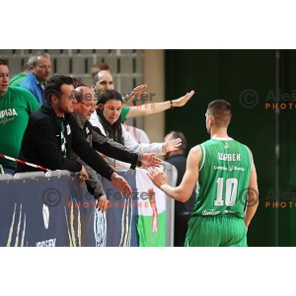 action during first game of the Final of Nova KBM League basketball match between Sixt Primorska and Petrol Olimpija in Bonifika Arena,Koper, Slovenia on May 18, 2019