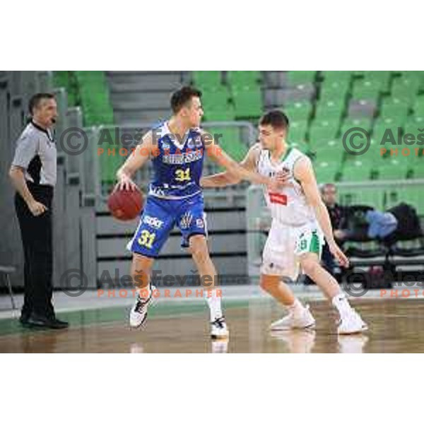Roko Badzim in action during second game in The Final of Nova KBM League basketball match between Petrol Olimpija and Sixt Primorska in Arena Stozice, Ljubljana, Slovenia on May 21, 2019