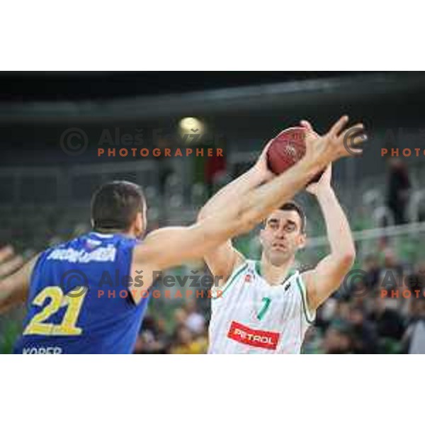 Drazen Bubnic in action during second game in The Final of Nova KBM League basketball match between Petrol Olimpija and Sixt Primorska in Arena Stozice, Ljubljana, Slovenia on May 21, 2019