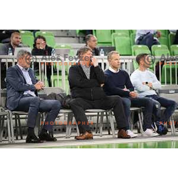 Tomaz Berlocnik and Roman Lisac during second game in The Final of Nova KBM League basketball match between Petrol Olimpija and Sixt Primorska in Arena Stozice, Ljubljana, Slovenia on May 21, 2019