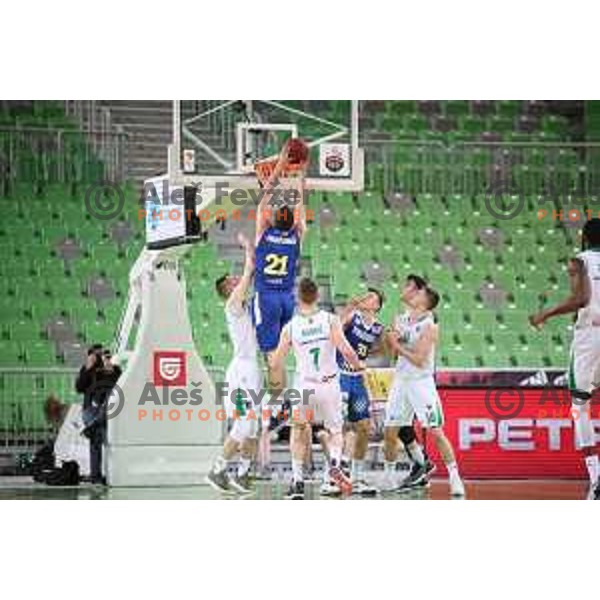 action during second game in The Final of Nova KBM League basketball match between Petrol Olimpija and Sixt Primorska in Arena Stozice, Ljubljana, Slovenia on May 21, 2019