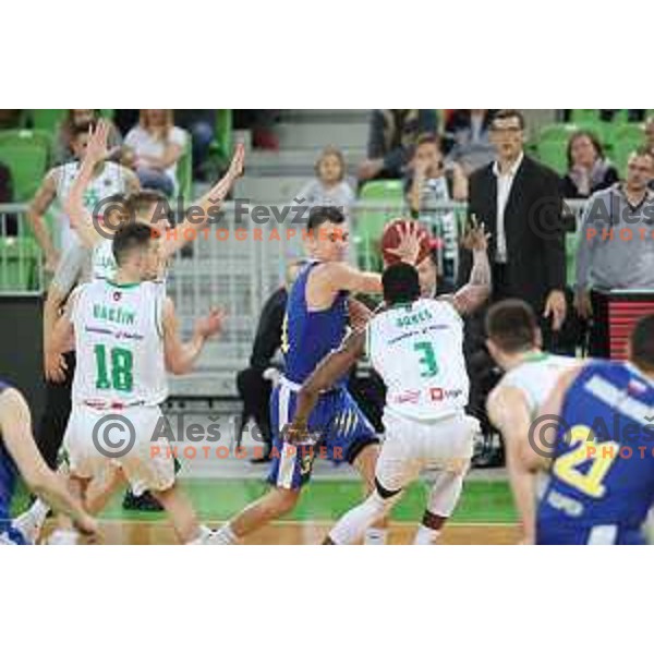 Zan mark Sisko in action during second game in The Final of Nova KBM League basketball match between Petrol Olimpija and Sixt Primorska in Arena Stozice, Ljubljana, Slovenia on May 21, 2019