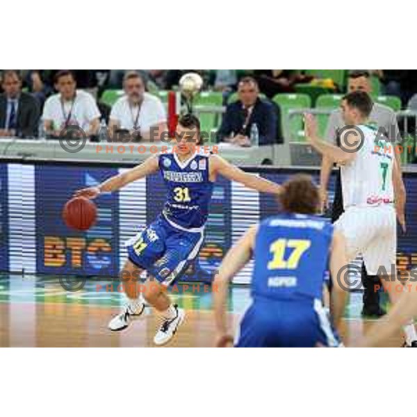 Zan Mark Sisko in action during second game in The Final of Nova KBM League basketball match between Petrol Olimpija and Sixt Primorska in Arena Stozice, Ljubljana, Slovenia on May 21, 2019