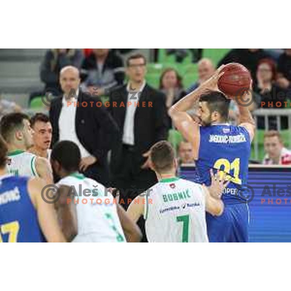 Marko Jagodic Kuridza in action during second game in The Final of Nova KBM League basketball match between Petrol Olimpija and Sixt Primorska in Arena Stozice, Ljubljana, Slovenia on May 21, 2019