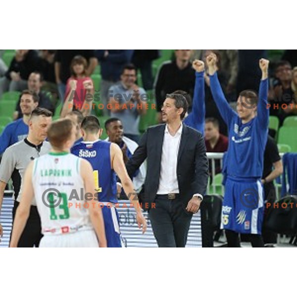 Jurica Golemac in action during second game in The Final of Nova KBM League basketball match between Petrol Olimpija and Sixt Primorska in Arena Stozice, Ljubljana, Slovenia on May 21, 2019
