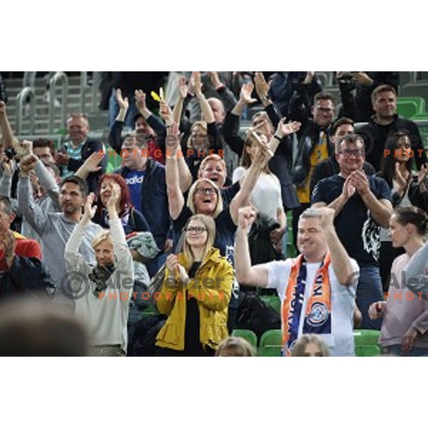 action during second game in The Final of Nova KBM League basketball match between Petrol Olimpija and Sixt Primorska in Arena Stozice, Ljubljana, Slovenia on May 21, 2019