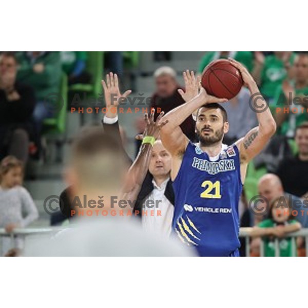 Marko Jagodic Kuridza in action during second game in The Final of Nova KBM League basketball match between Petrol Olimpija and Sixt Primorska in Arena Stozice, Ljubljana, Slovenia on May 21, 2019
