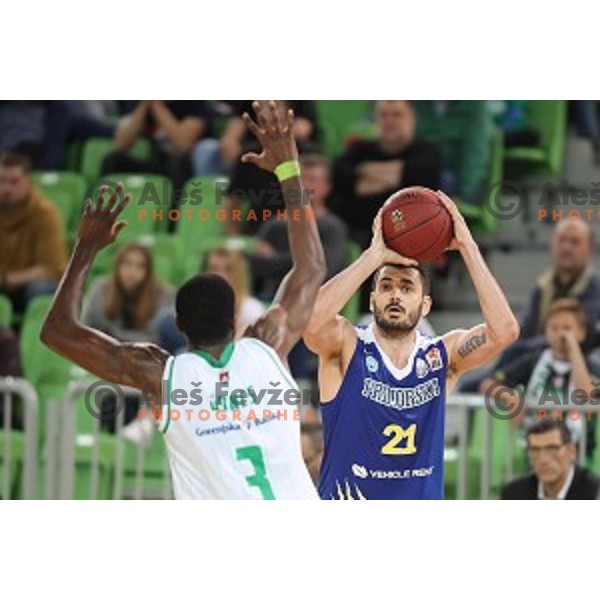 Marko Jagodic Kuridza in action during second game in The Final of Nova KBM League basketball match between Petrol Olimpija and Sixt Primorska in Arena Stozice, Ljubljana, Slovenia on May 21, 2019