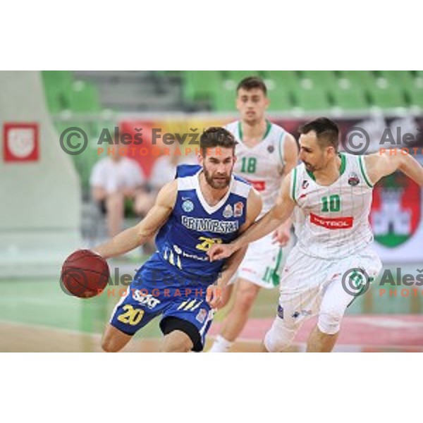 Alen Hodzic and Domen Lorbek in action during second game in The Final of Nova KBM League basketball match between Petrol Olimpija and Sixt Primorska in Arena Stozice, Ljubljana, Slovenia on May 21, 2019