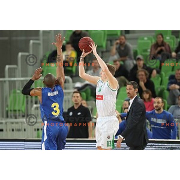 Miha Lapornik in action during second game in The Final of Nova KBM League basketball match between Petrol Olimpija and Sixt Primorska in Arena Stozice, Ljubljana, Slovenia on May 21, 2019