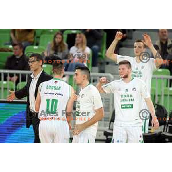 Erjon Kastrati in action during second game in The Final of Nova KBM League basketball match between Petrol Olimpija and Sixt Primorska in Arena Stozice, Ljubljana, Slovenia on May 21, 2019