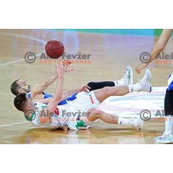 Roko Badzim in action during second game in The Final of Nova KBM League basketball match between Petrol Olimpija and Sixt Primorska in Arena Stozice, Ljubljana, Slovenia on May 21, 2019