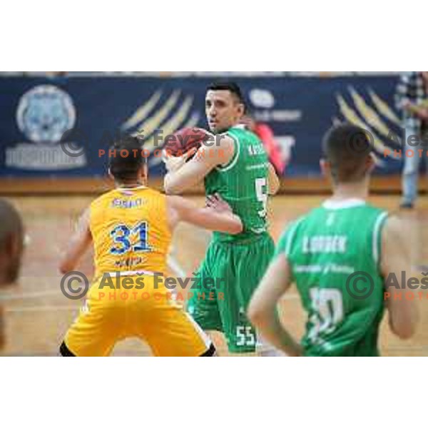 Erjon Kastrati at third game of The Final of Nova KBM League basketball match between Sixt Primorska and Petrol Olimpija in Bonifika Arena,Koper, Slovenia on May 24, 2019