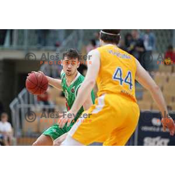 Roko Badzim in action during third game of The Final of Nova KBM League basketball match between Sixt Primorska and Petrol Olimpija in Bonifika Arena,Koper, Slovenia on May 24, 2019