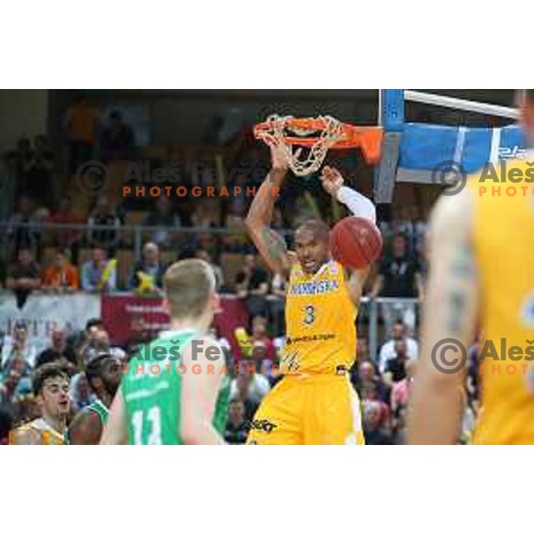 Lance Harris in action during third game of The Final of Nova KBM League basketball match between Sixt Primorska and Petrol Olimpija in Bonifika Arena,Koper, Slovenia on May 24, 2019