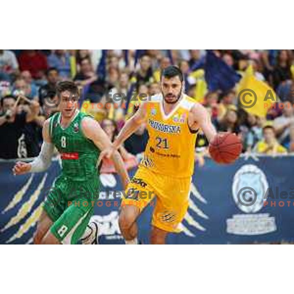Marko Jagodic Kuridza in action during third game of The Final of Nova KBM League basketball match between Sixt Primorska and Petrol Olimpija in Bonifika Arena,Koper, Slovenia on May 24, 2019