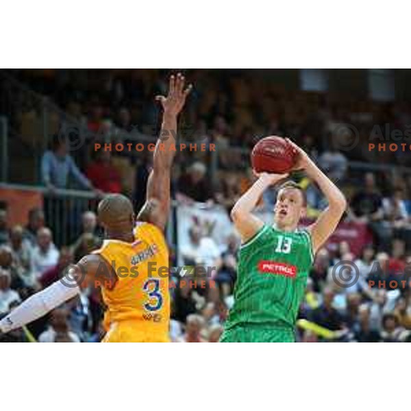 Miha Lapornik in action during third game of The Final of Nova KBM League basketball match between Sixt Primorska and Petrol Olimpija in Bonifika Arena,Koper, Slovenia on May 24, 2019