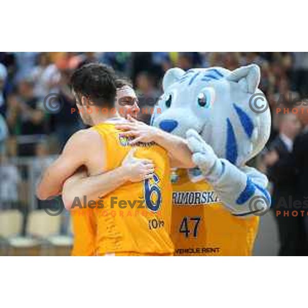 Marjan Cakarun and Luka Voncina after third game of The Final of Nova KBM League basketball match between Sixt Primorska and Petrol Olimpija in Bonifika Arena,Koper, Slovenia on May 24, 2019