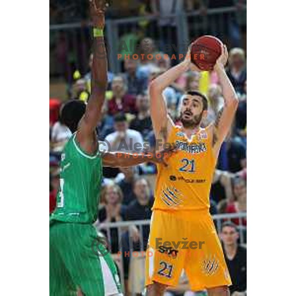 Marko Jagodic Kuridza in action during third game of The Final of Nova KBM League basketball match between Sixt Primorska and Petrol Olimpija in Bonifika Arena,Koper, Slovenia on May 24, 2019