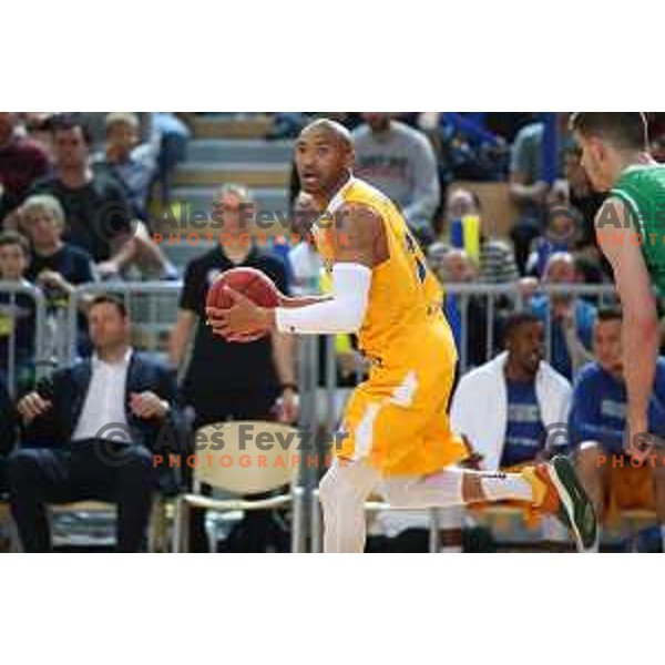 Lance Harris in action during third game of The Final of Nova KBM League basketball match between Sixt Primorska and Petrol Olimpija in Bonifika Arena,Koper, Slovenia on May 24, 2019