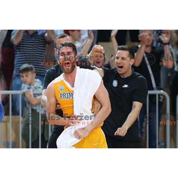 Alen Hodzic in action during third game of The Final of Nova KBM League basketball match between Sixt Primorska and Petrol Olimpija in Bonifika Arena,Koper, Slovenia on May 24, 2019