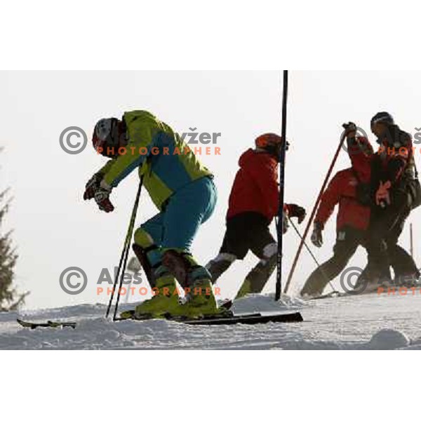 at course inspection before second run of Europa Cup slalom in Kranjska gora, Slovenia 15.2.2008 
