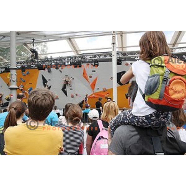 Spectators during semi-final of Triglav The Rock boulder climbing competition in Ljubljana on May 25, 2019