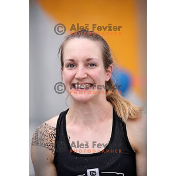 Katja Kadic during semi-final of Triglav The Rock boulder climbing competition in Ljubljana on May 25, 2019