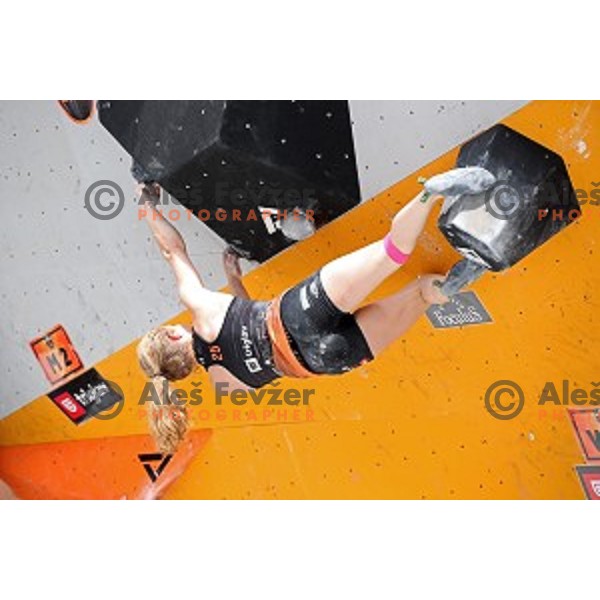 Julia Pinggera during semi-final of Triglav The Rock boulder climbing competition in Ljubljana on May 25, 2019