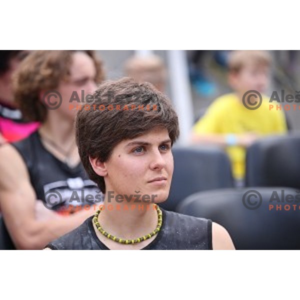 Domen Skofic during semi-final of Triglav The Rock boulder climbing competition in Ljubljana on May 25, 2019