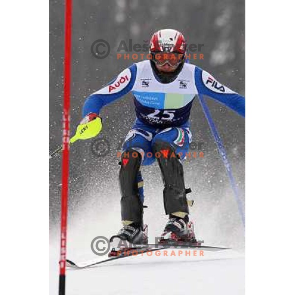 Patrick Thaler skiing in first run of Europa Cup slalom in Kranjska gora, Slovenia 15.2.2008 