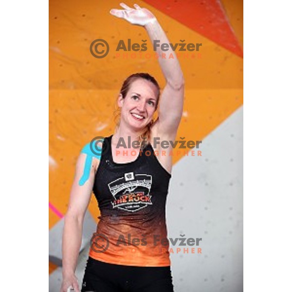 Katja Kadic in the Final of Triglav The Rock boulder climbing competition in Ljubljana on May 25, 2019