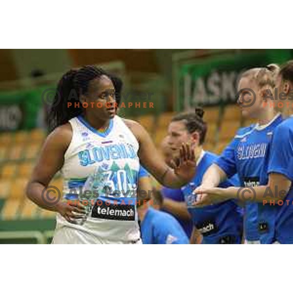 action during friendly Women\'s basketball match between Slovenia and Czech Republic in Tri Lilija Hall, Lasko on May 31, 2019